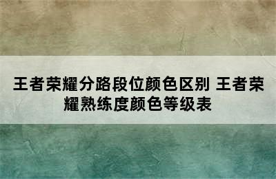 王者荣耀分路段位颜色区别 王者荣耀熟练度颜色等级表